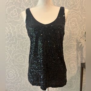JCrew Factory Sequin Black Tank - Sz L